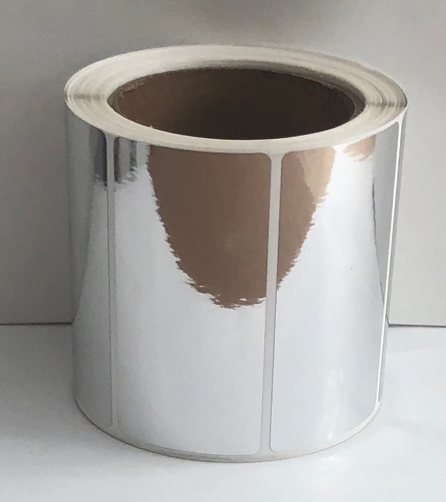 etiquettes-rive-sud,Étiquettes chromes 4.00" X 2.00" transfert thermique en rouleau sur core 3"