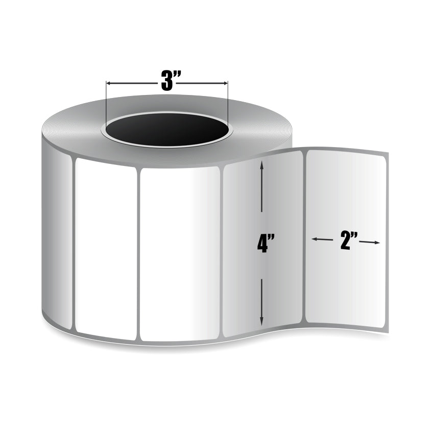 4" x 2" Polypropylene (Grade Congélateur) - Étiquettes Direct Thermal - 3" Core - Etiquettes Quebec