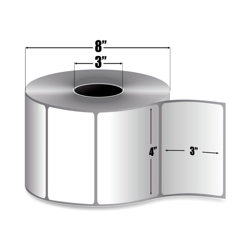 4" x 3" Polypropylene (Grade Congélateur) - Étiquettes Direct Thermal - 3" Core - Etiquettes Quebec
