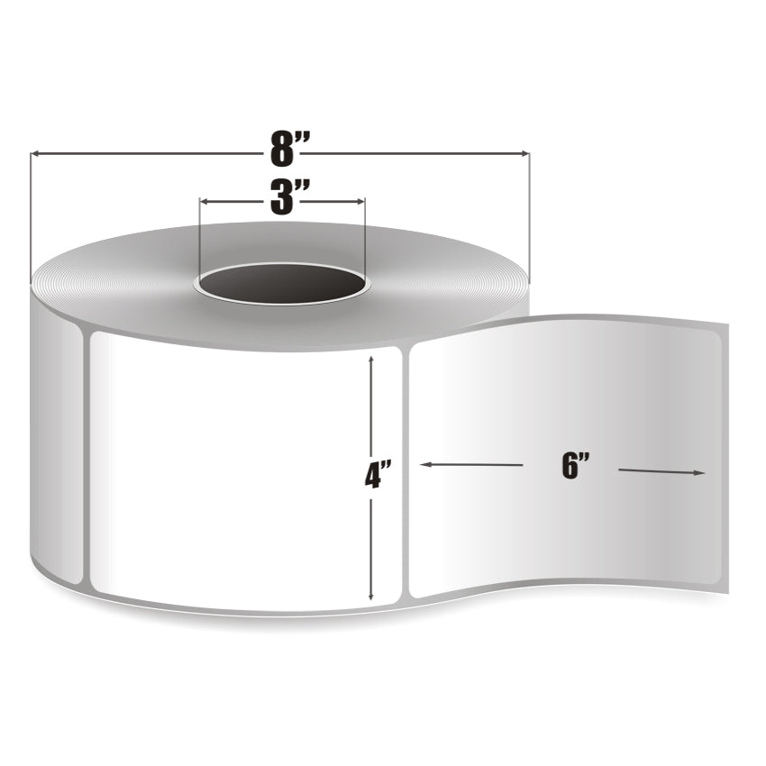4" x 6" Polypropylene (Grade Congélateur) - Étiquettes Direct Thermal - 3" Core - Etiquettes Quebec
